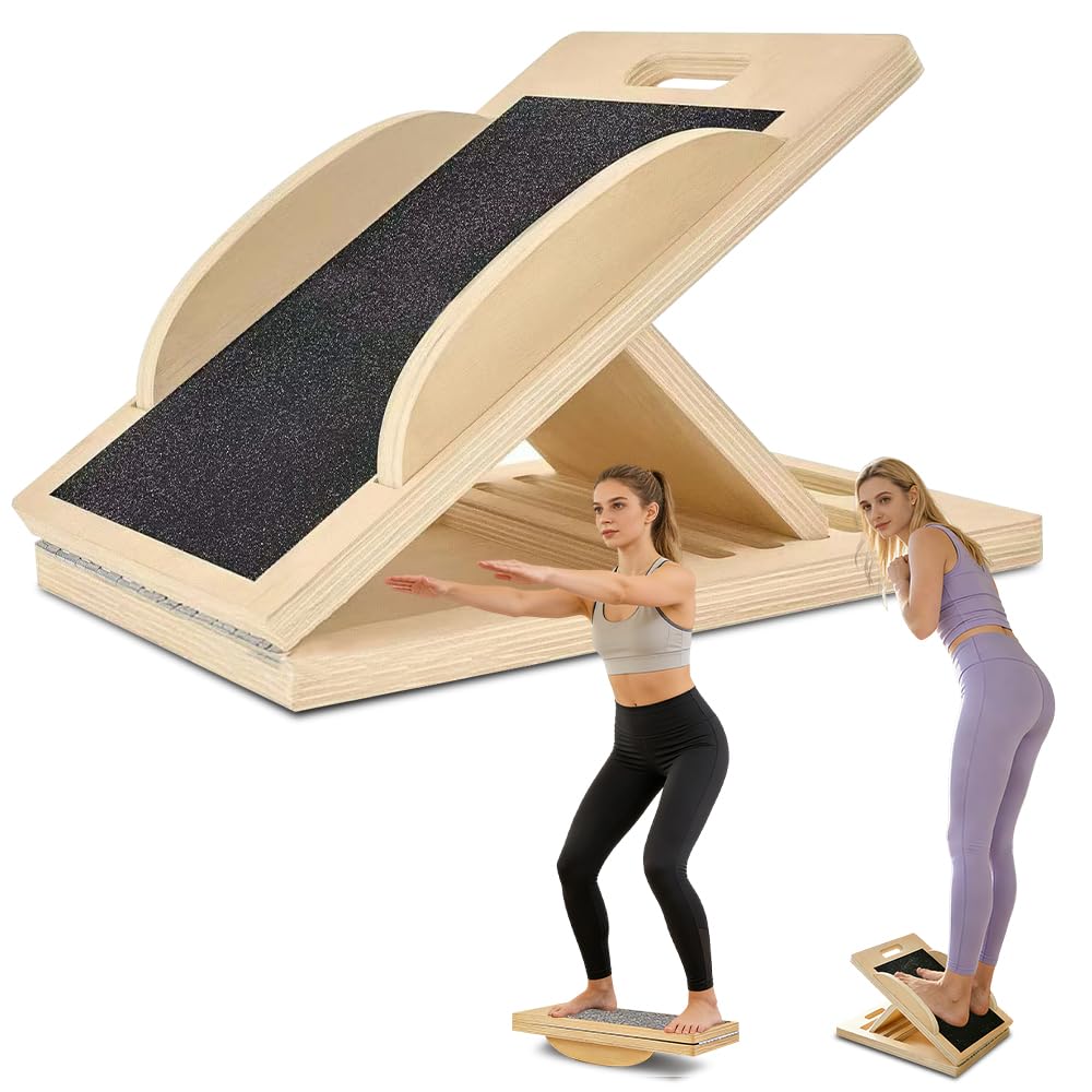 SGZIOO Slant Board for Calf Stretching, Adjustable Calf Stretch Board, Wooden Calf Stretcher Incline Board for Calf Knees Heel Ankle Stretching, 300lb Weight Capacity Balance Board for Home, Gym