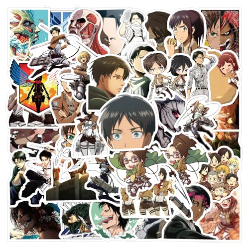 50PCS Attack on Titan Stickers Japanese Anime Stickers,Hot Japanese Anime Vinyl Sticker for Water Bottle Laptop Phone Scrapbooking Journaling for Adults Teens for Party Supply Favor Decor (JJDJR)