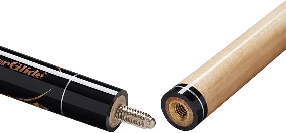 POWERGLIDE One 2-Piece Pool Cue Stick | Maple Wood Shaft & Ramin Butt with Decal | Pool Joint with Plastic Collar | Full Size 57