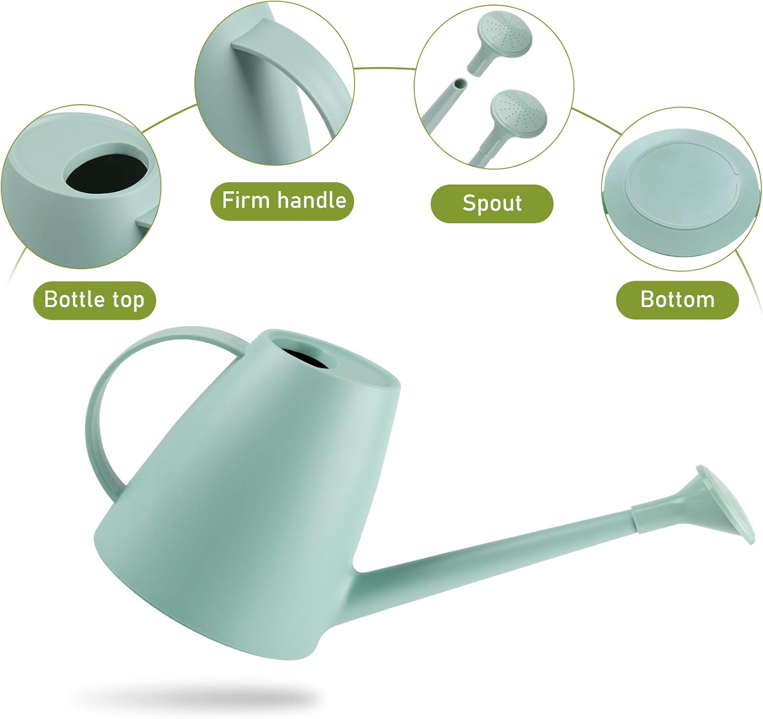 Psukhai Watering Can for Indoor Plants Garden Flower, Modern Small Water Cans Long Spout for Outdoor Watering Plants 1/2 Gallon 60OZ(Green) : Patio, Lawn & Garden