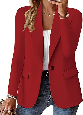 Womens Blazer Open Front Casual Bussiness Blazers Notch Collar Work Office Suit Jackets Long Sleeve Lapel Jacket