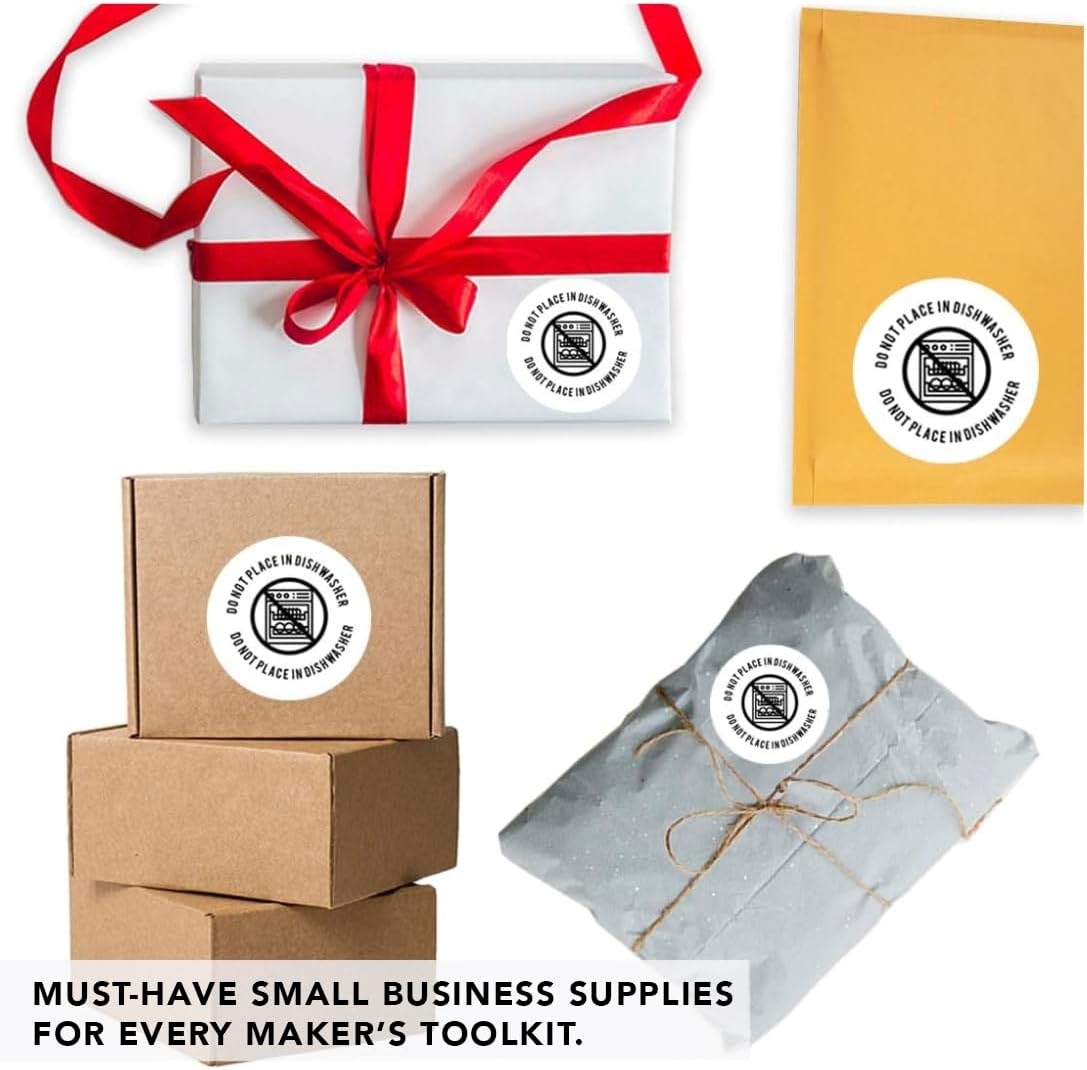 Andaz Press Round Small Business Sticker Labels, 120-Pack, Do Not Place in Dishwasher, Packaging Stickers Not Dishwasher Safe Sticker