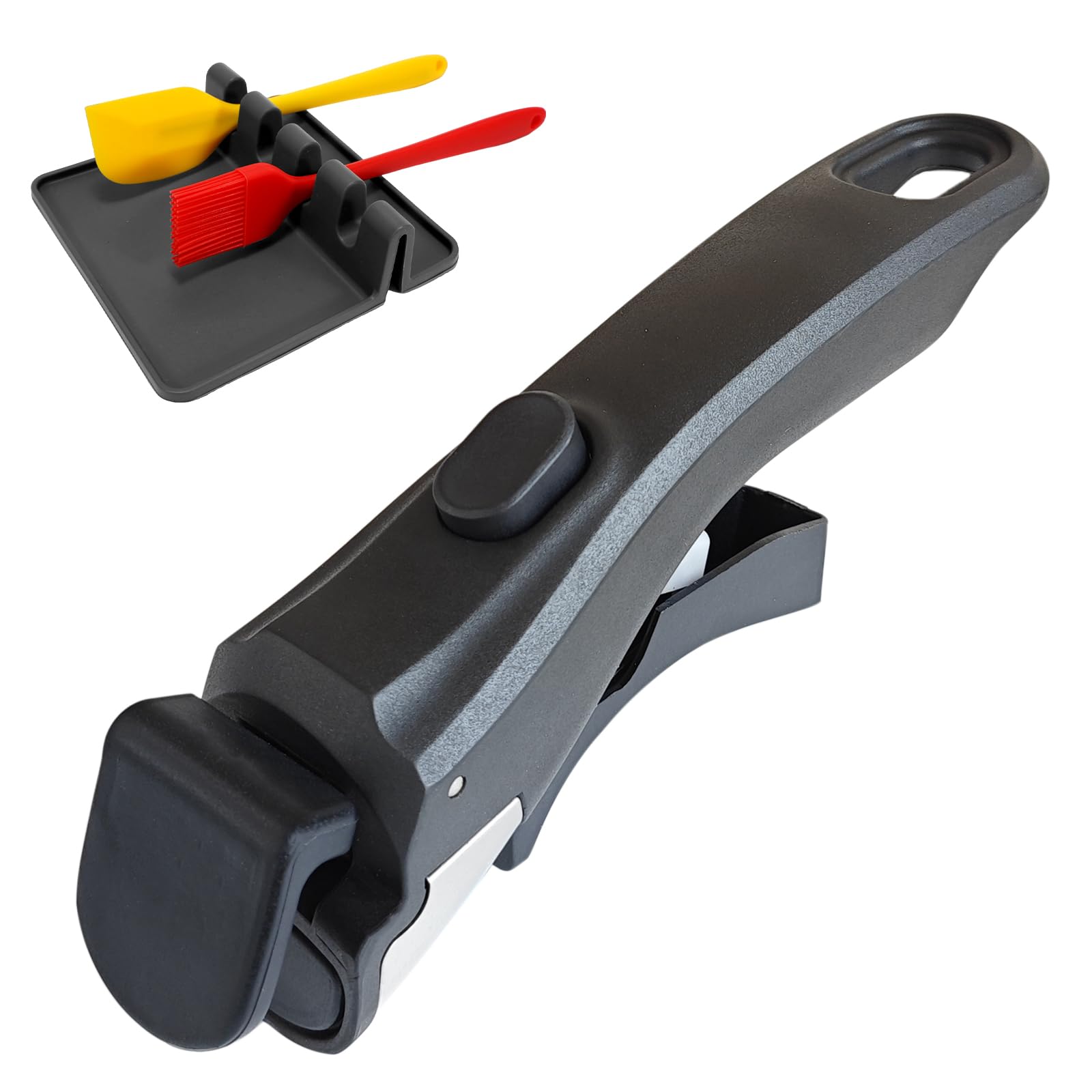 Removable Pot Handle, Universal Pan Handle, Replacement Handle for Pots and Pans, Fits All Cookware, Includes Spatula Rest & Drip Pad, Durable & Heat-Resistant, Black1