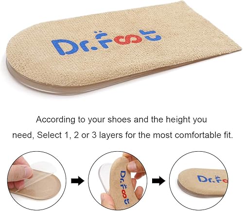 Vista 29 de Dr.Foot Insertos ortopédicos ajustables para levantamiento de talón, plantilla de aumento de altura para discrepancias de longitud de piernas, Beige