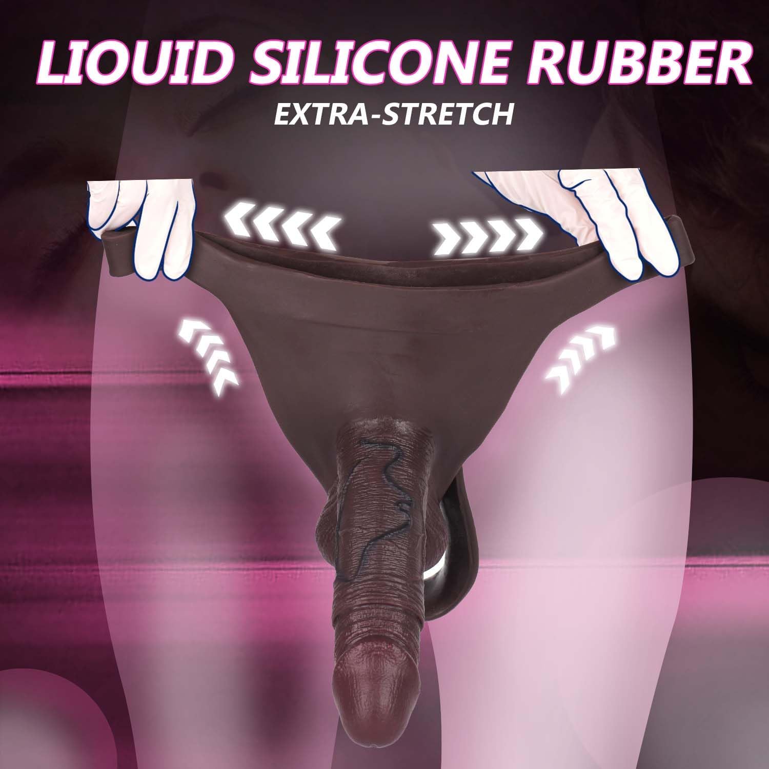 Realistic Strap on Dildo Black Panties,Silicone Wearable 7.48 inch Penis Sleeve Hollow Dildos,Strap-on Harness Elastic Sex Toys for Men,Anal Dildo Adult Sex Toys for Gay Couples