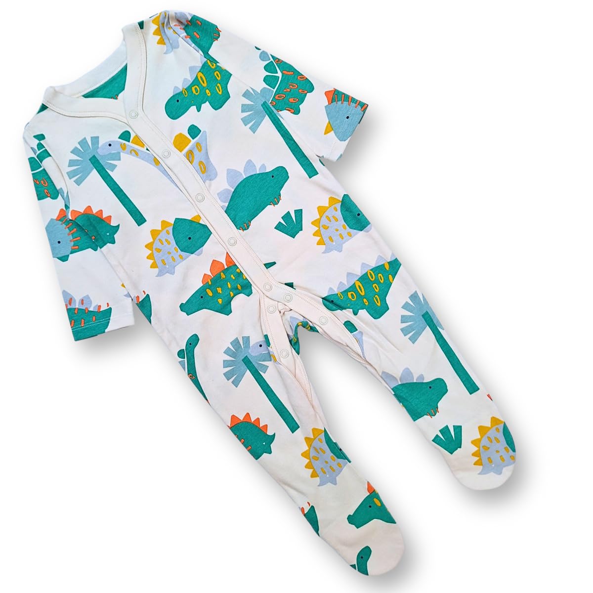 TuddyBuddy 100% Cotton Multi Color Footed Romper/Bodysuit/Sleepsuits for Baby - (Pack of 3 Sleepsuits - Dinos, 6-9 Months) - Image 5 thumbnail