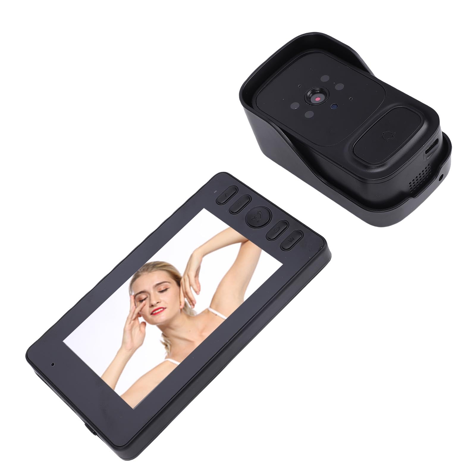SUNGOOYUE Video Moder Bell, ABS IP65 Acqua Easy Installa Installa a 2 Via Talk 2.4G Camera del Campanello Wireless con Display IPS da 4,3 Pollici