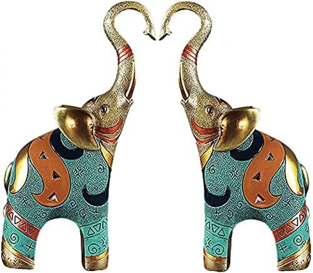 sdSDGrw statue, 1 Pair Resin Elephants Sculpture Good Luck Elephant Figurine for Home Office Wedding Decoration