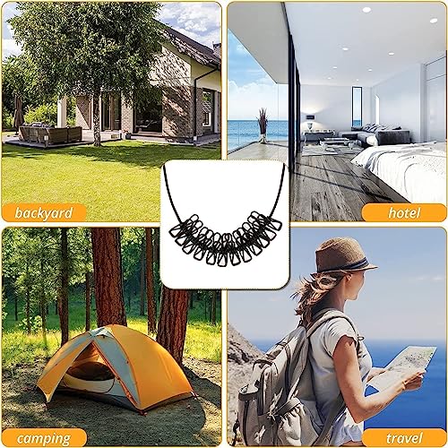 Image of Nibbler Cloth Drying Rope with Hooks - Elastic Hanging Rope for Travel, Home, and Outdoor Drying - Includes 12 Clips-Kapde Sukhane ki Rassi Wire - Multicolour (3)