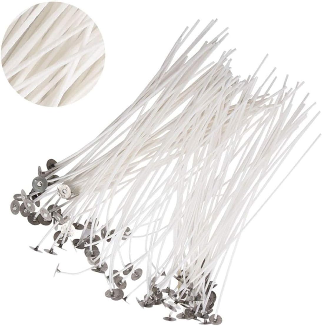 Candle Wicks, 8" 200mm, 100 Pieces, with 1 Metal Candle Wick Holder
