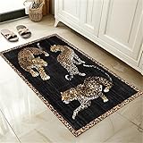 UUYDFH Black Cheetah Area Rug 2 by 3ft Small Leopard Rugs Washable Non-Slip Decorative Indoor Wildlife Animal Floor Mats for Bedroom Bathroom Doormats