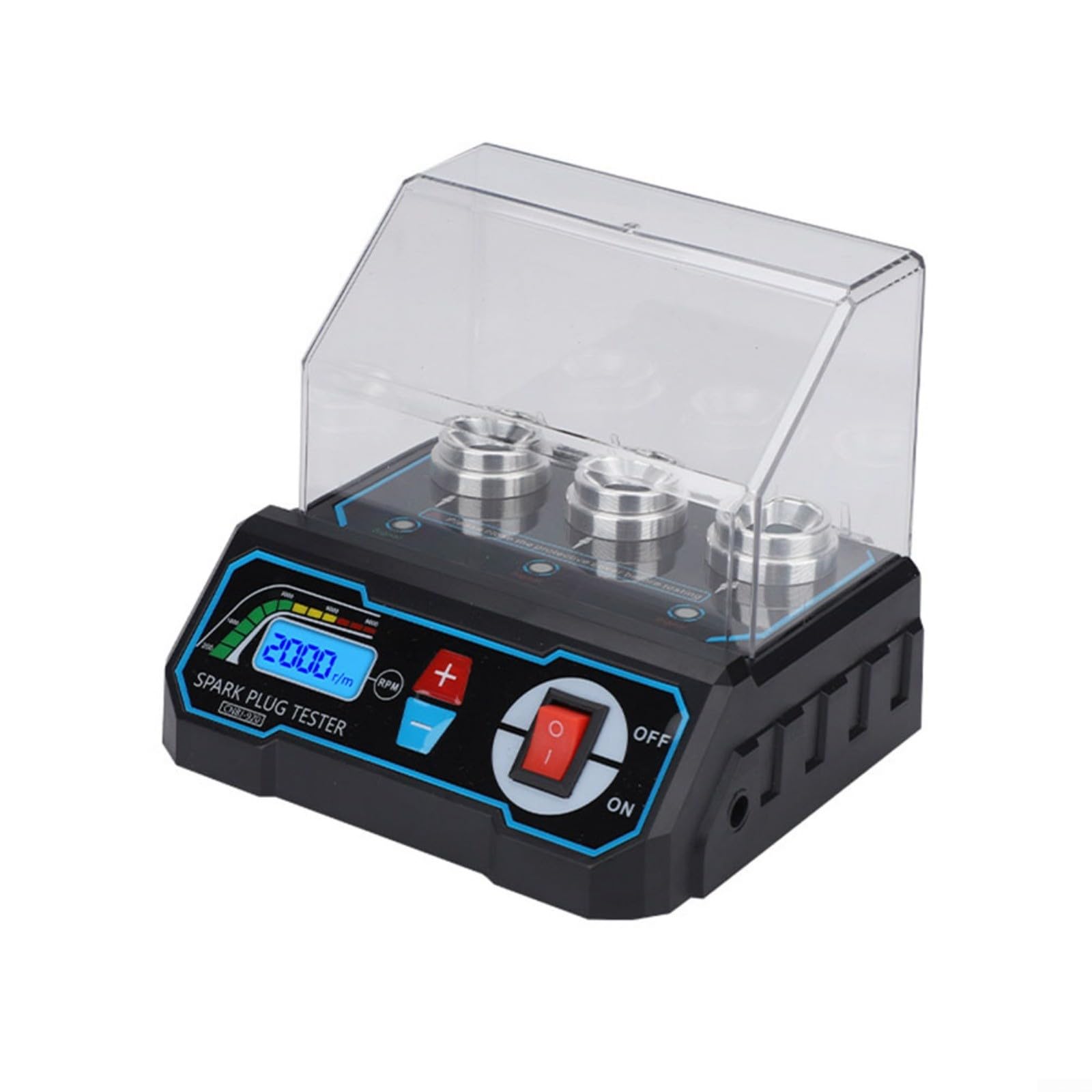 Tester di scintille regolabile per motore auto, tester bobina di accensione a 3 fori con display LCD, dispositivo di simulazione da 12 V per test di scintille