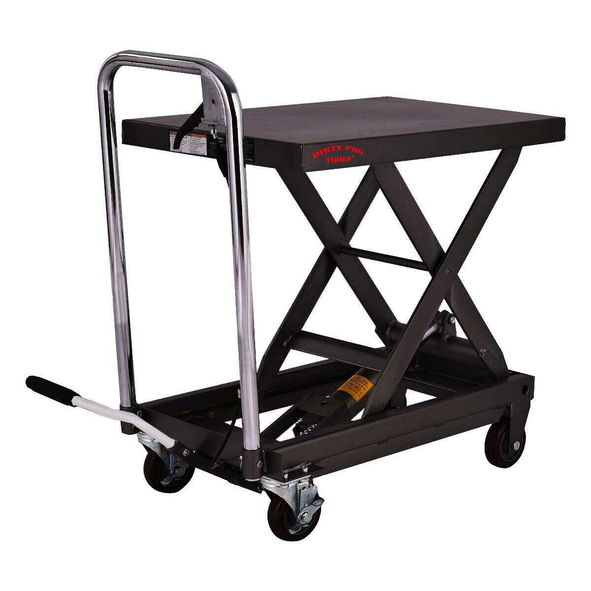 Dirty Pro Tools Black, Silver Hydraulic Mobile Lifting Table Platform Truck Lift Truck 450 Kgs / 1000Lbs Lifting Capacity