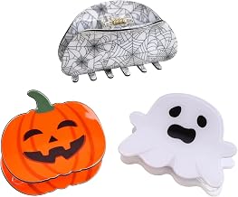 AOVNA 3pcs Halloween Hair Claw Clips Pumpkin Ghost Spider Web Design Hair Barrettes for Women Girls Halloween Thanksgivings Costumes Cosplay Party