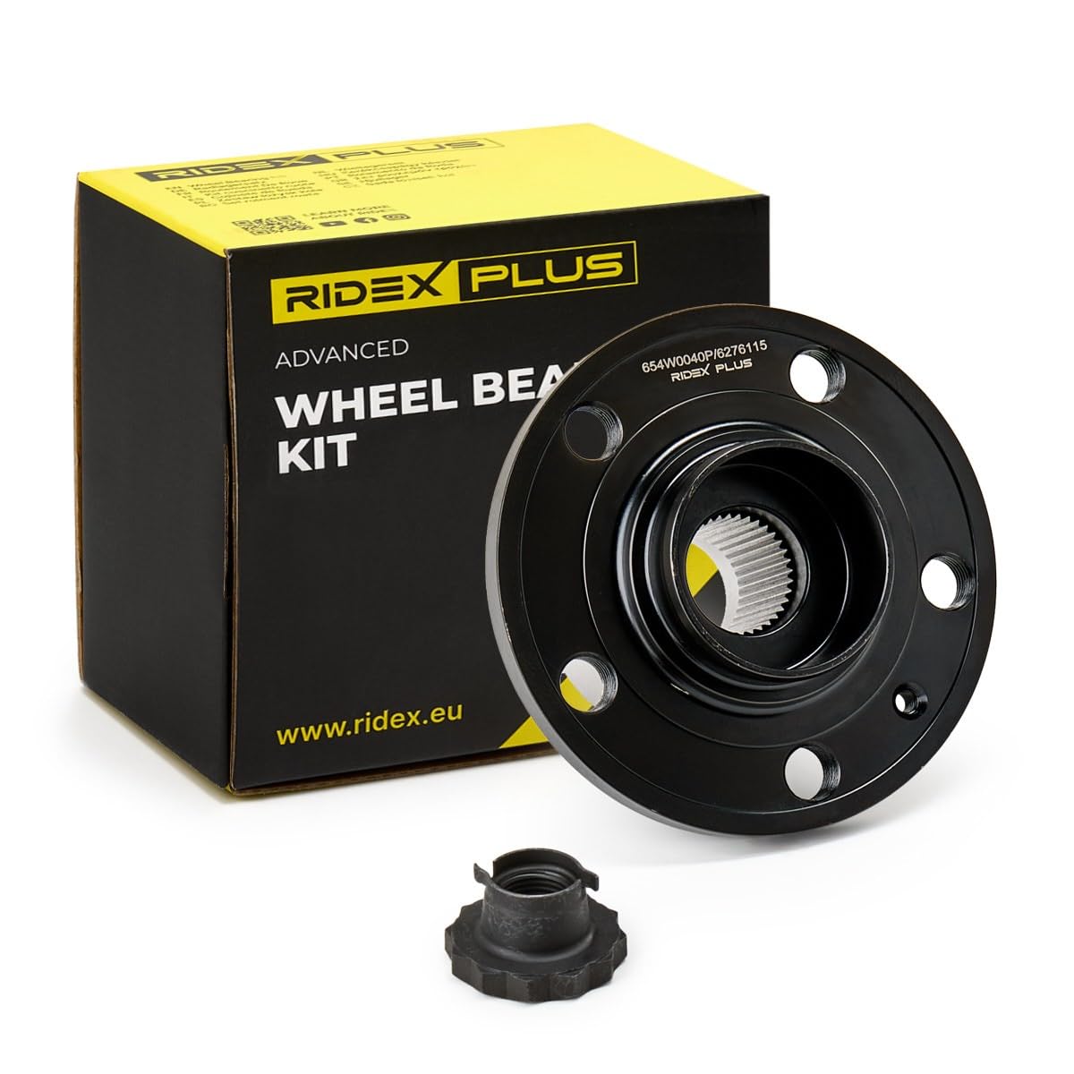 RIDEX PLUS 654W0040P Juego de cojinete de rueda Delantero, ambos lados con sensor ABS incorporado con anillo sensor ABS Compatible con VW Polo V Hatchback 6R1, 6C1