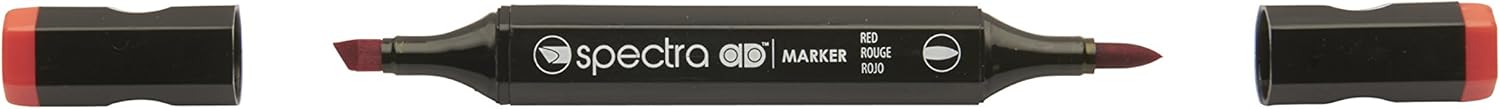 Chartpak Spectra AD Marker Set in Plastic Case, Tri-Nib and Brush Dual-Tip, 6 Assorted Red Colors (SREDS6AD)