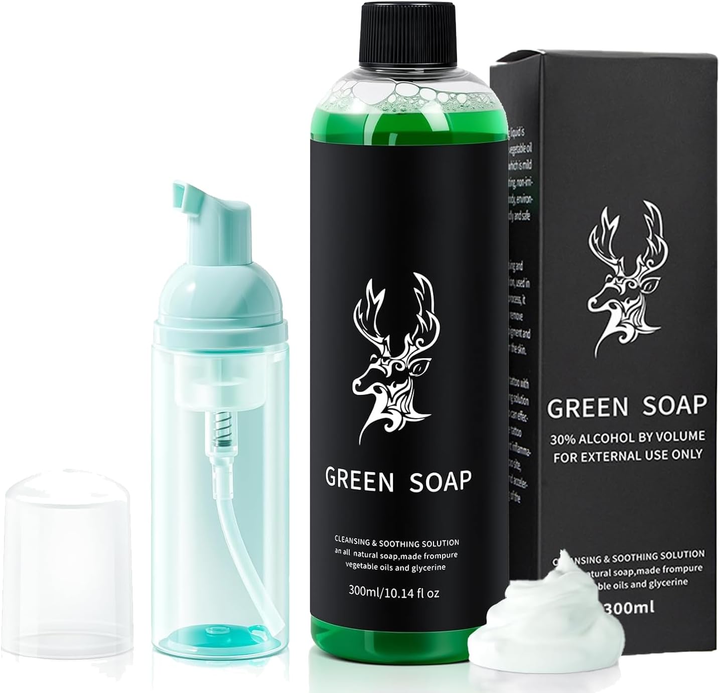 10oz Ultra Concentrated Tattoo Liquid Soap, with 2 oz Foaming Bottle, Tattoo Aftercare Kit, For Tattoos & Piercings