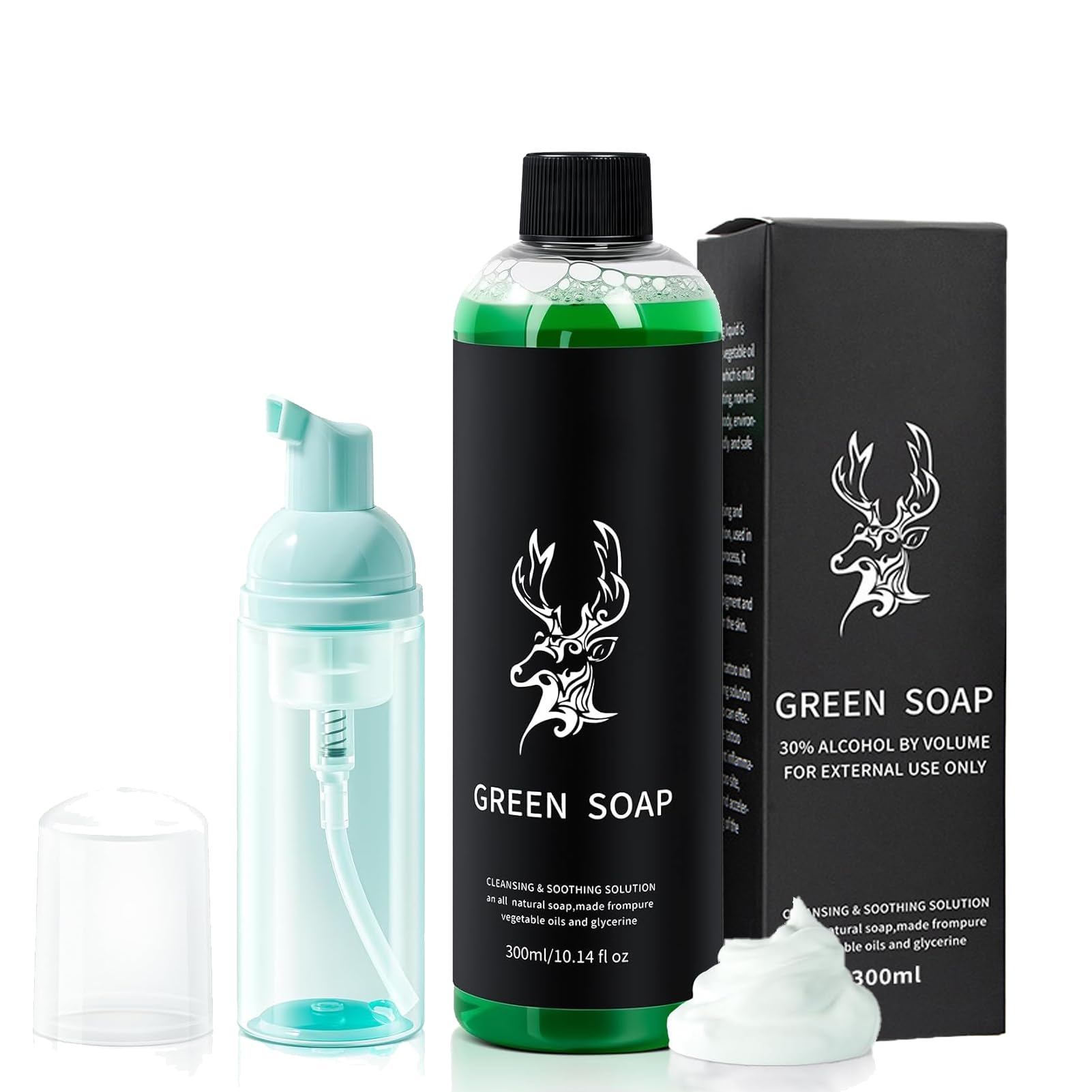 10oz Ultra Concentrated Tattoo Liquid Soap, with 2 oz Foaming Bottle, Tattoo Aftercare Kit, For Tattoos & Piercings