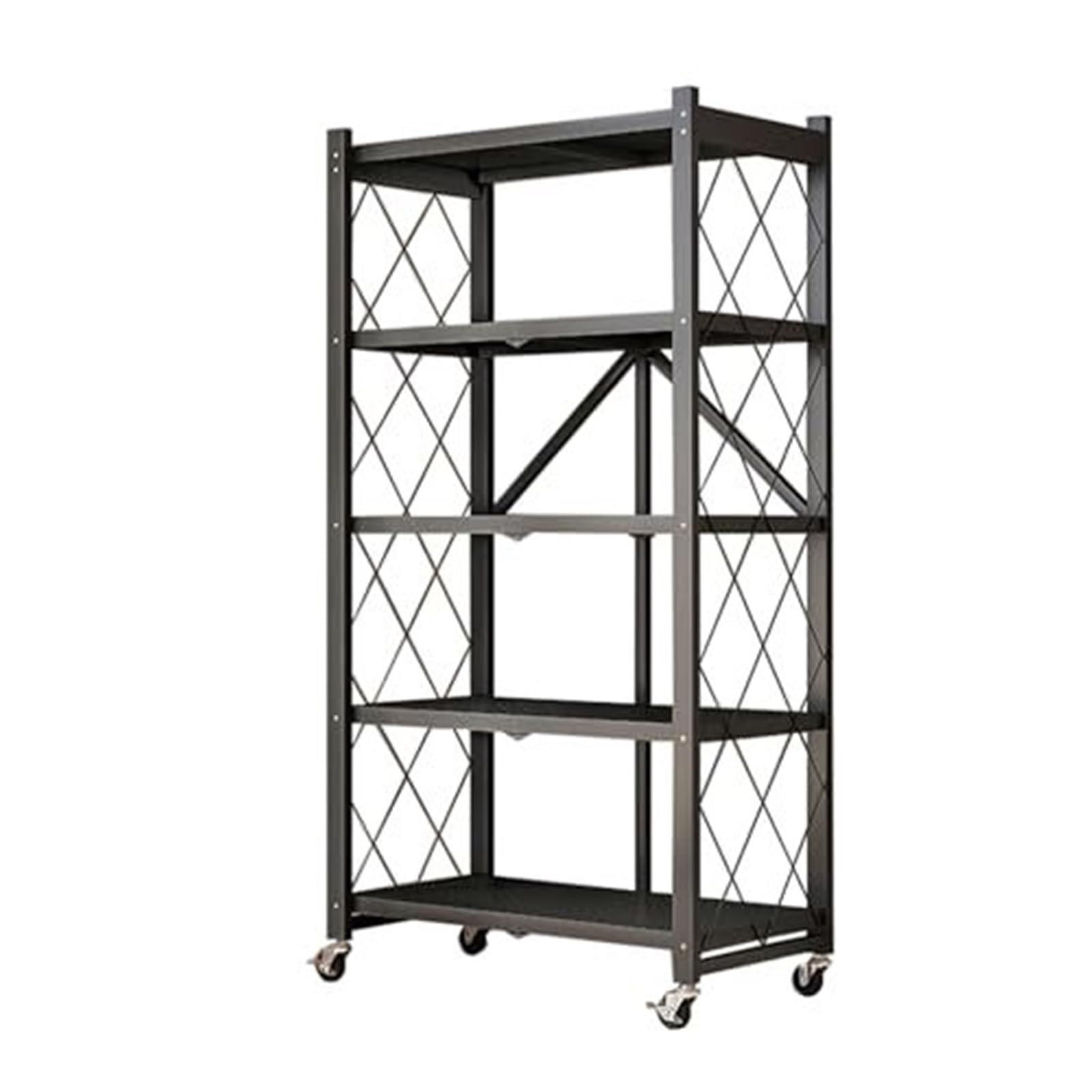 Scaffali pieghevoli resistenti con ruote, scaffalatura in metallo per garage, bagno e cucina, facile da montare, scaffale regolabile per risparmiare spazio