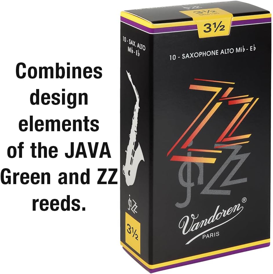 Vandoren SR4135 Alto Sax ZZ Reeds Strength 3.5; Box of 10