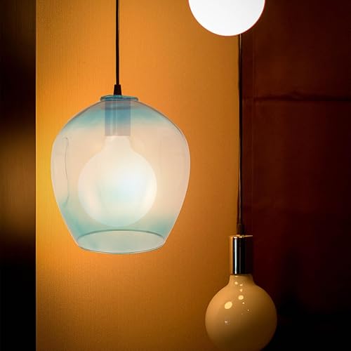 Miniatura 9 de Pantalla de cristal de repuesto para lámpara de cristal azul, repuesto de pantalla de alta transmitancia con forma de tambor para luces de techo,