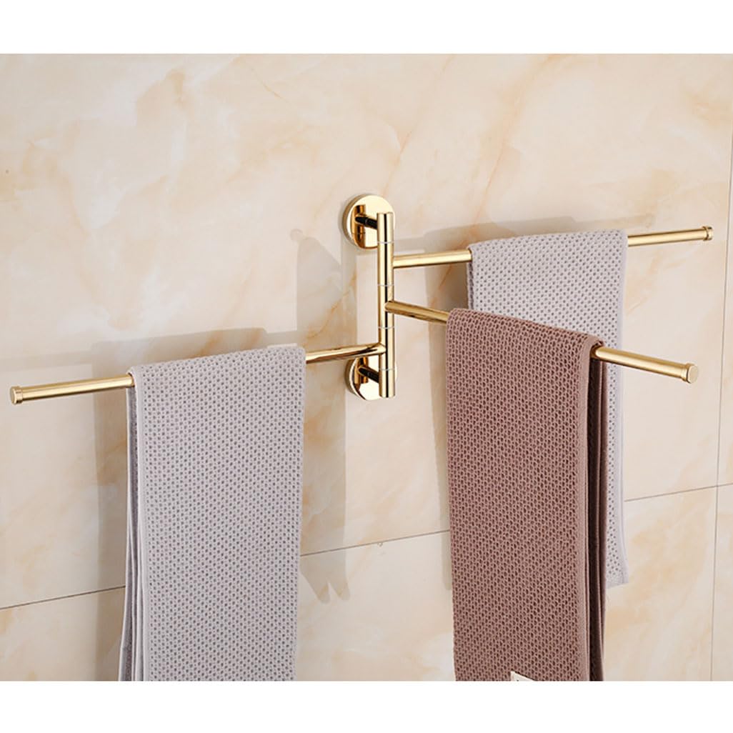 Barre porte-serviettes, support mural pliable pivotant en laiton poli, design peu encombrant, 5 barres pour salle de bain, buanderie, cuisine