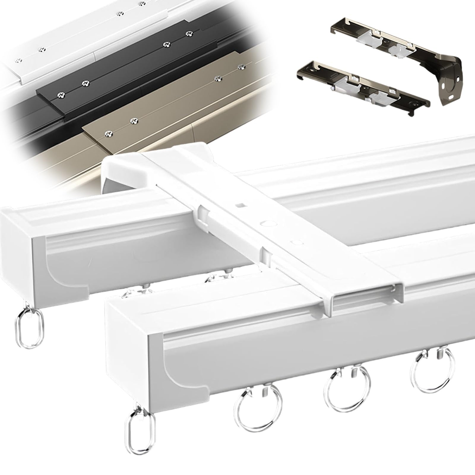 HeavyDuty Curtain Tracks & Fittings Double Ceiling/Wall Mount Rails Sliding Curtain Track System Set for Room Dividers & Home Décor Durable & Easy Installation