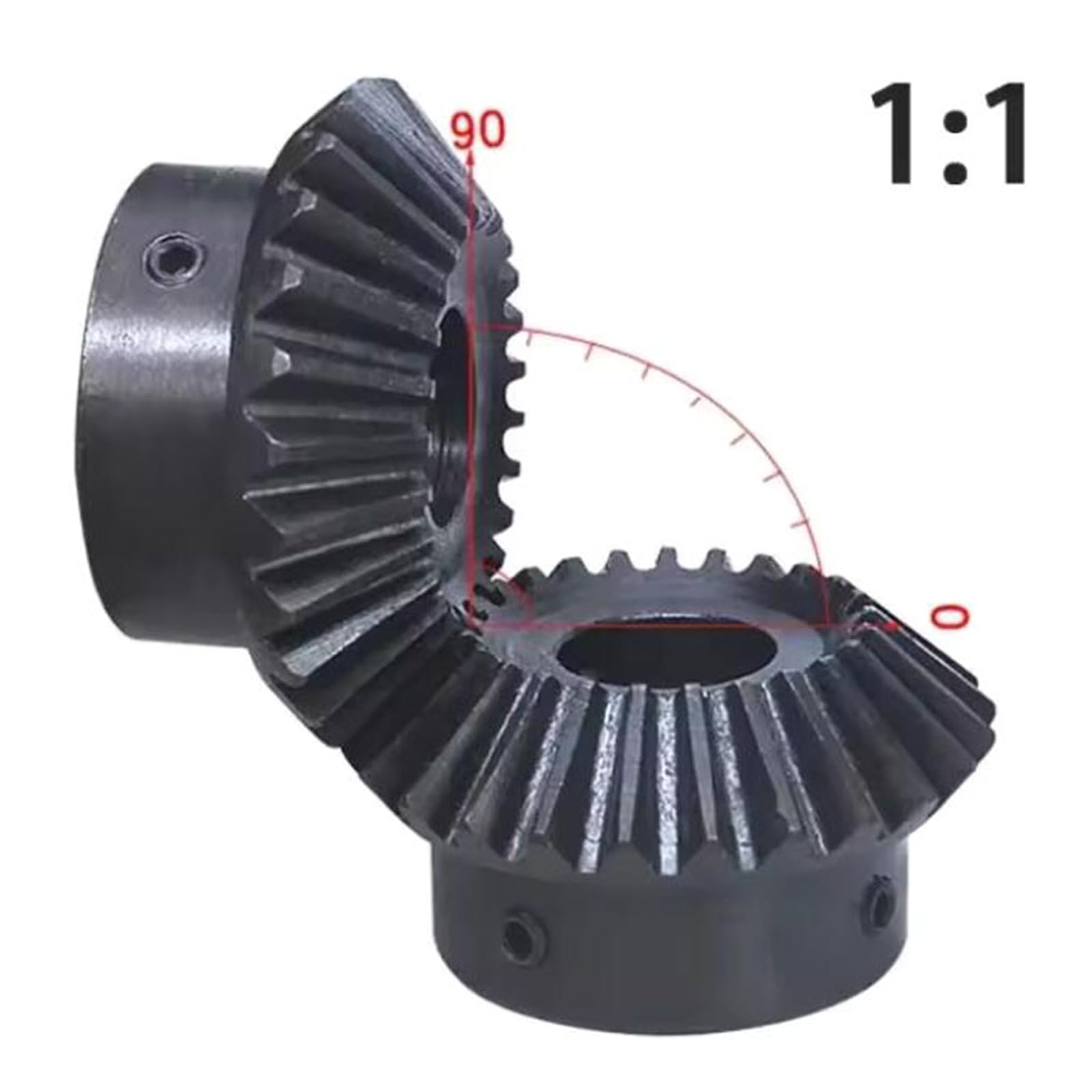Kegelrad 4M 15T, 15 mm Bohrung, 45# Kohlenstoffstahl, rechtwinkliges Kegelrad 90°, 1:1-Übersetzung, 2er-Pack