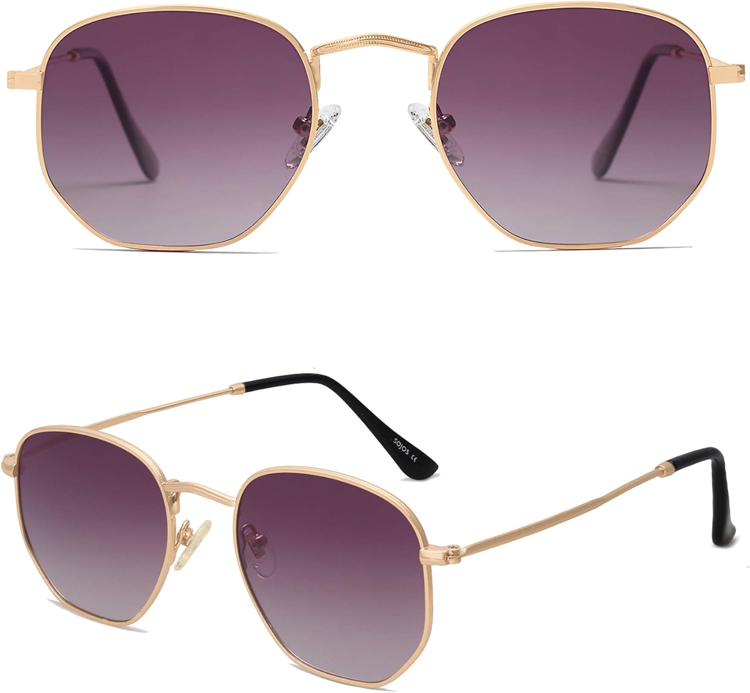 SOJOS Square Polarized Sunglasses for Women Men Small Hexagonal Polygon Shades SJ1072 - Image 2