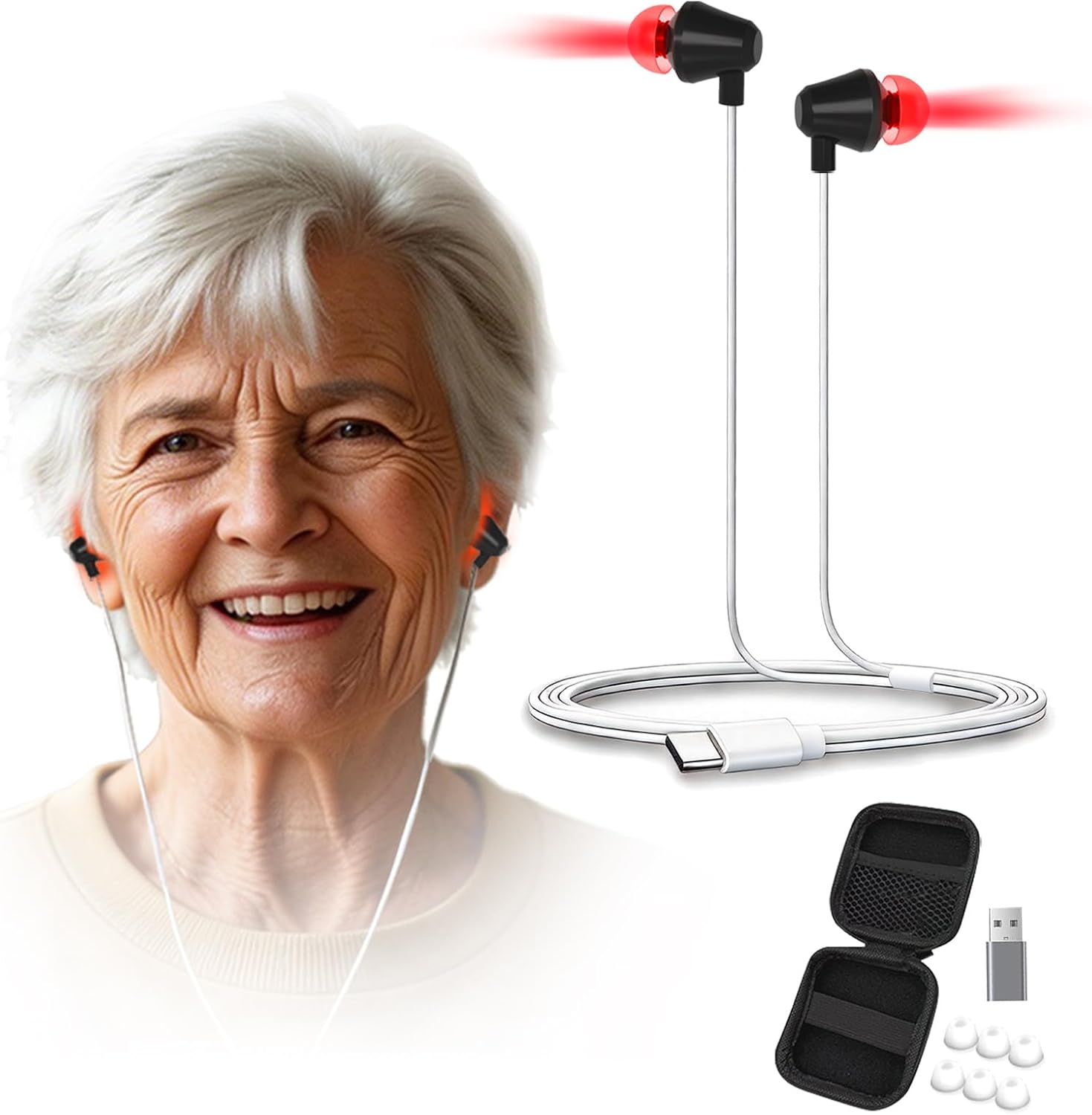 2-in-1 Earplugs Relief - Headphones for Ear Relief, Earplugs for Sleep, with USB & Type-C