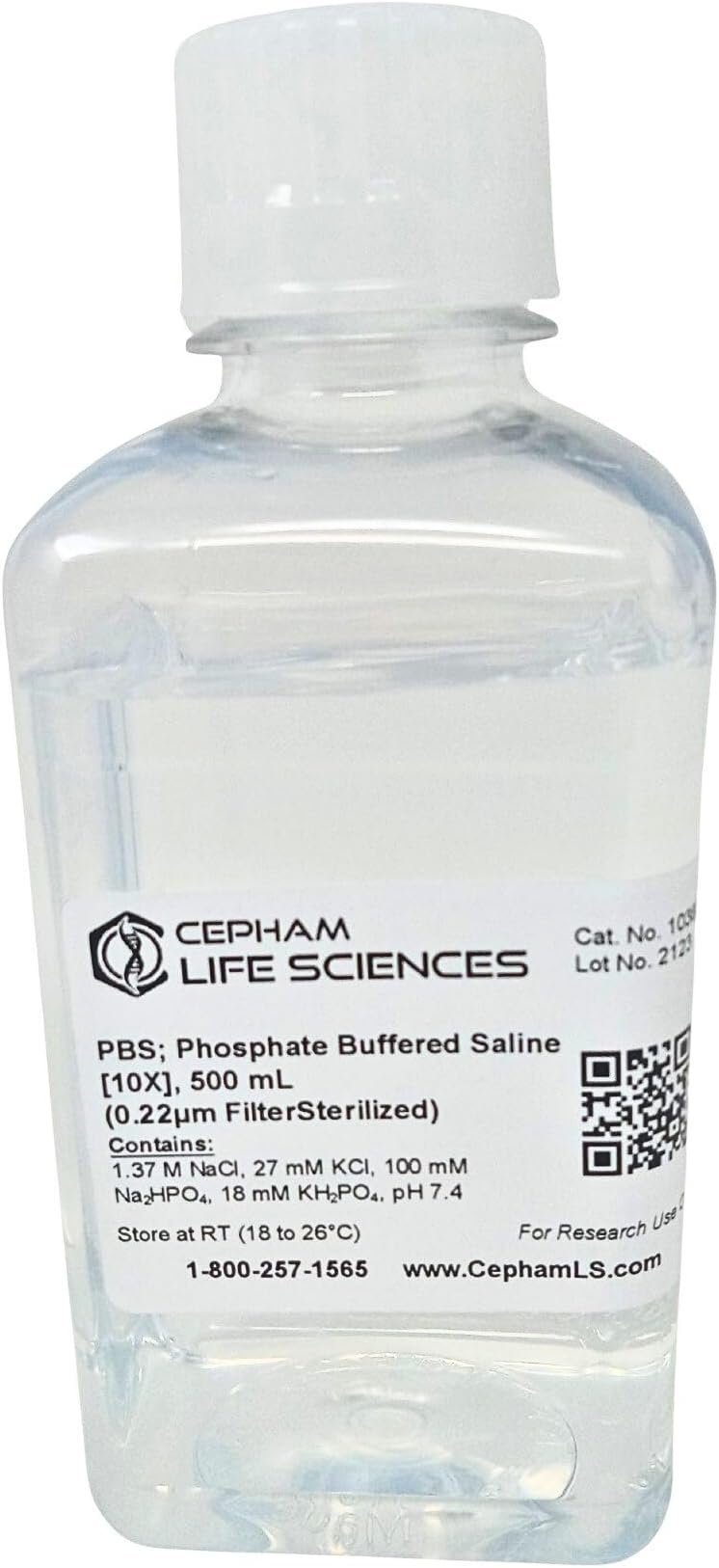 10X Phosphate Buffered Saline (PBS), 500 mL -from Cepham Life Sciences