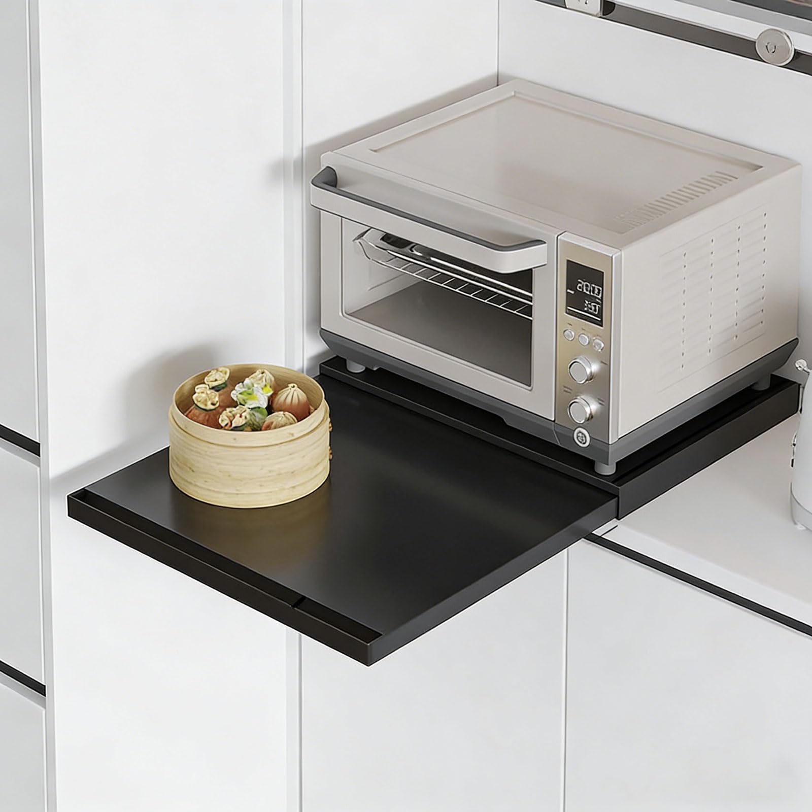 Support pour micro-ondes en métal robuste avec tiroir de rangement