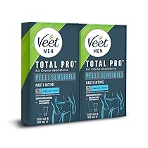 Veet Men Kit Depilazione Intima per Pelle Sensibile, Crema Depilatoria da 1 ml e Balsamo Post Depilazione da 5 ml (Confezione da 2)