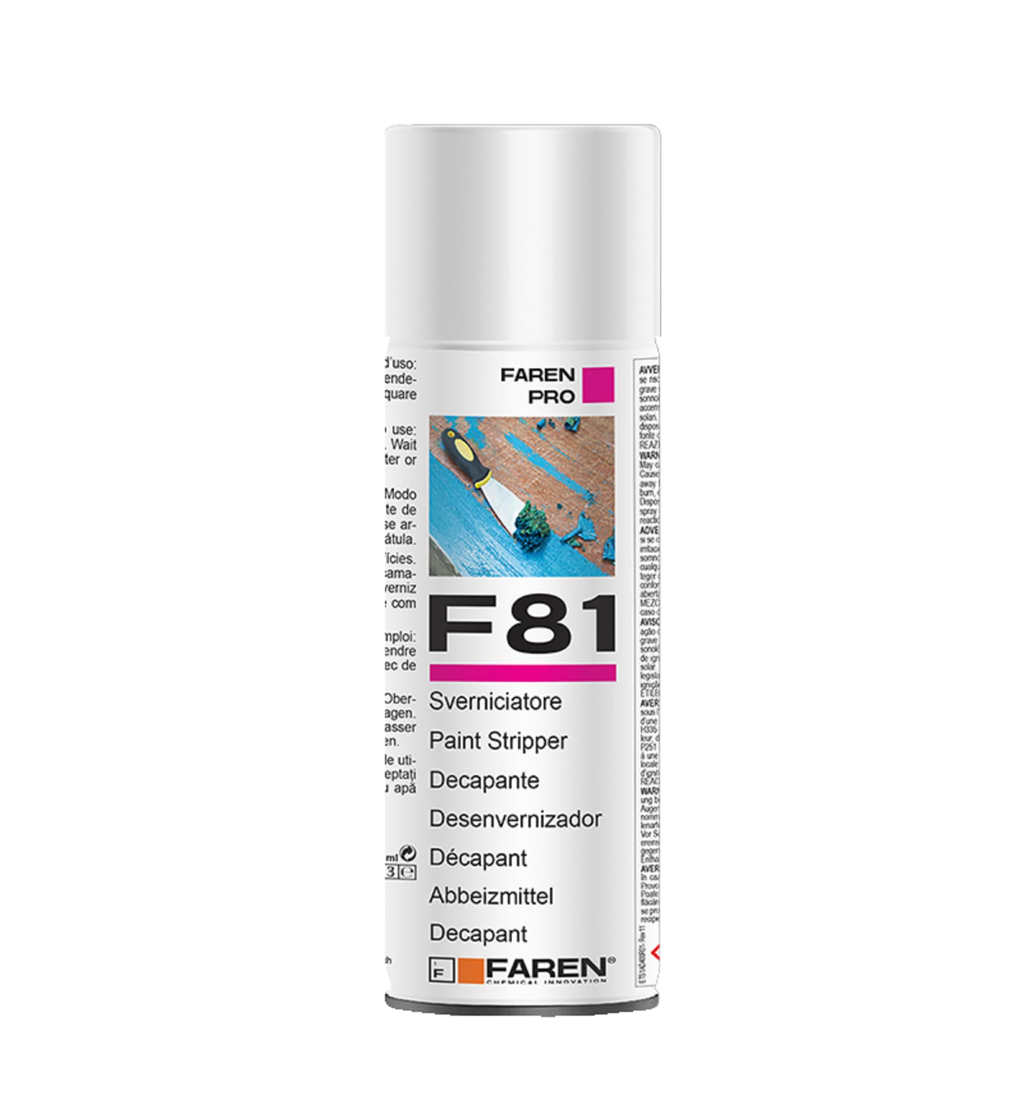 Faren F81 Sverniciatore Spray, Rimozione Vernici e Colori per tutte le Superfici, Ecologico, Rapido,Facile, Sicuro, 400ml (1)