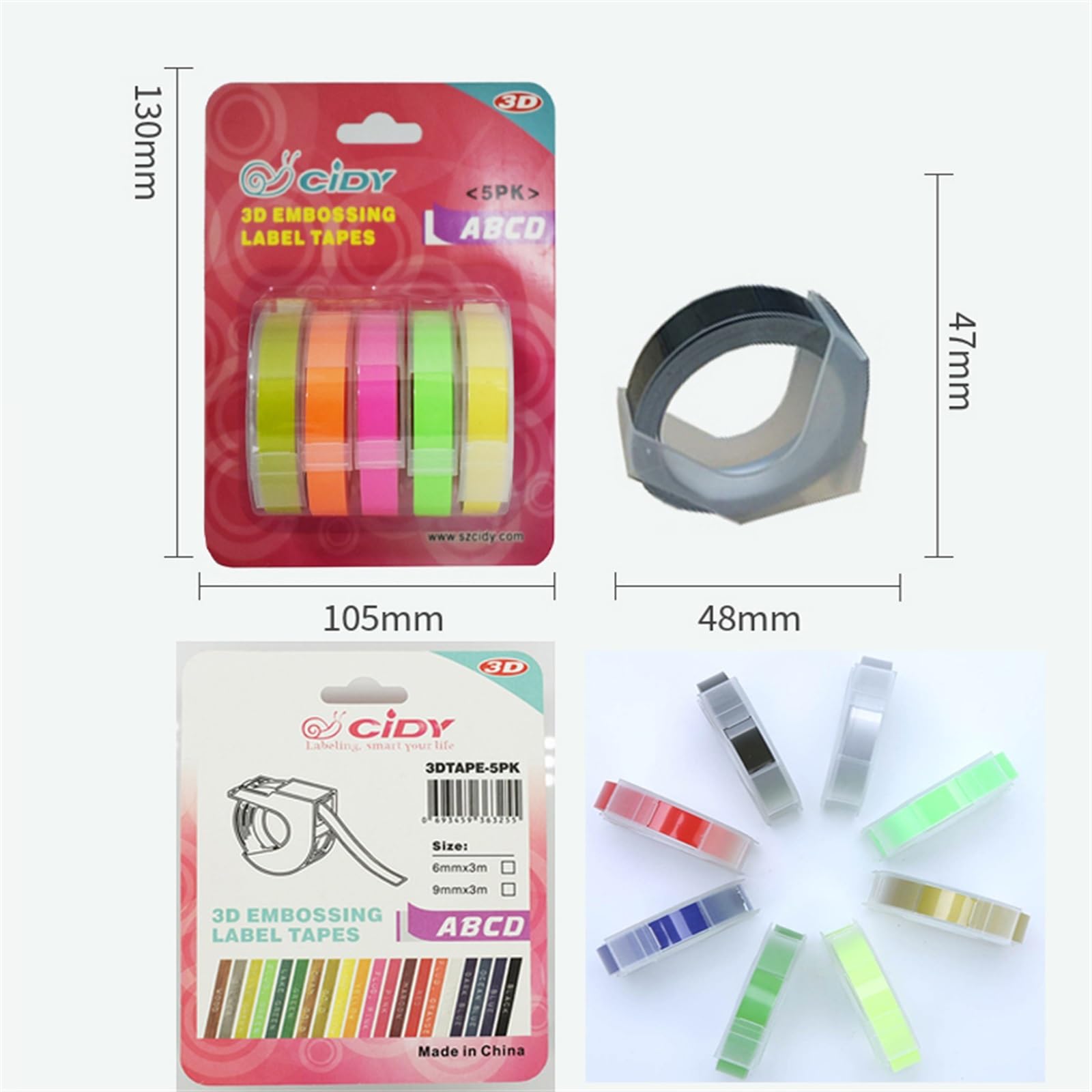 5 pz/lotto 9 MILLIMETRI Manuale Etichetta Macchina Nastro Etichetta Nastro for Motex DYMO 1610/1540/1880/12965 Macchina for Etichette Stampante FAI DA TE(Type D)