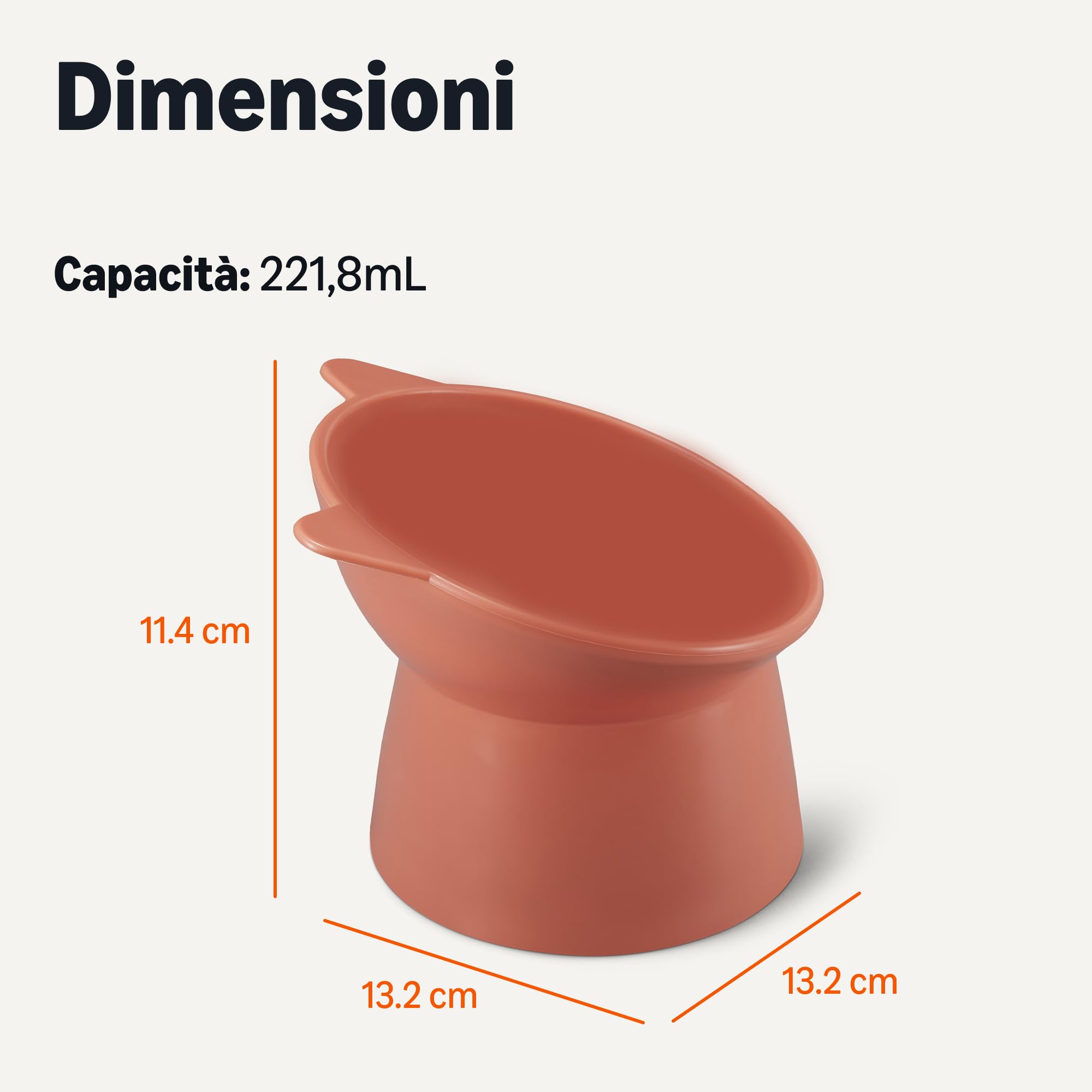 Amazon Basics, Ciotole Rialzate per Gatti, a Forma di Orecchio di Gatto, Confezione da 2, 13,2 × 13,2 × 11,4 cm, Arancione e Blu