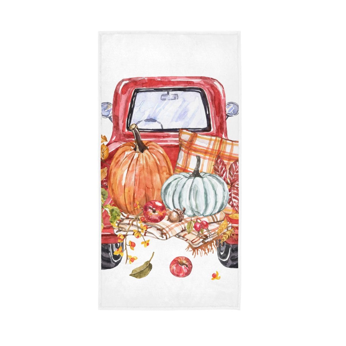 HUYGD Fall Red Truck Pumpkins Hand Towel, 15 x 30 Inches, Soft Highly Absorbent Towels for Bathroom Gym Hotel