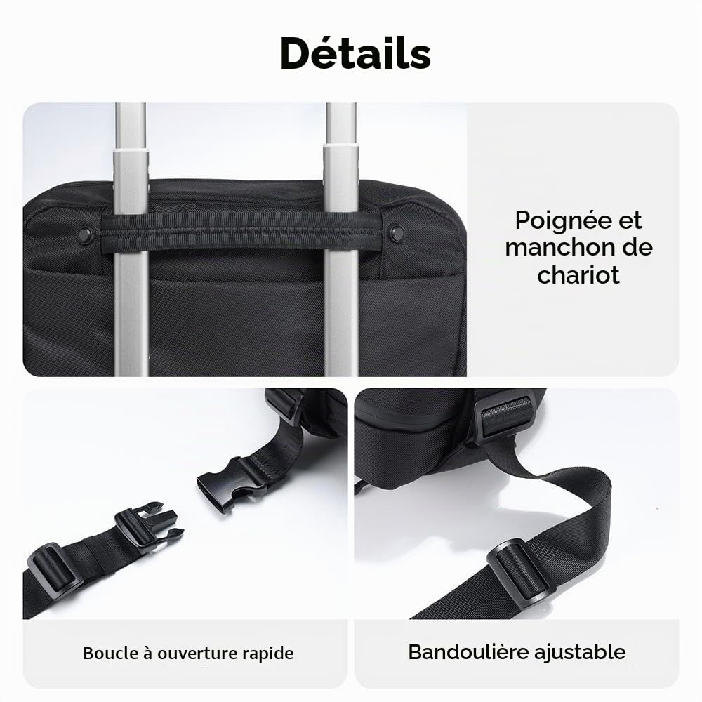 Ulanzi PB038 Sac à Bandoulière de Voyage V2 avec Séparateur – Sac pour Appareil Photo de 10 Litres, Sac à Bandoulière pour DSLR, GoPro & Accessoires, avec Support pour Trépied, Noir