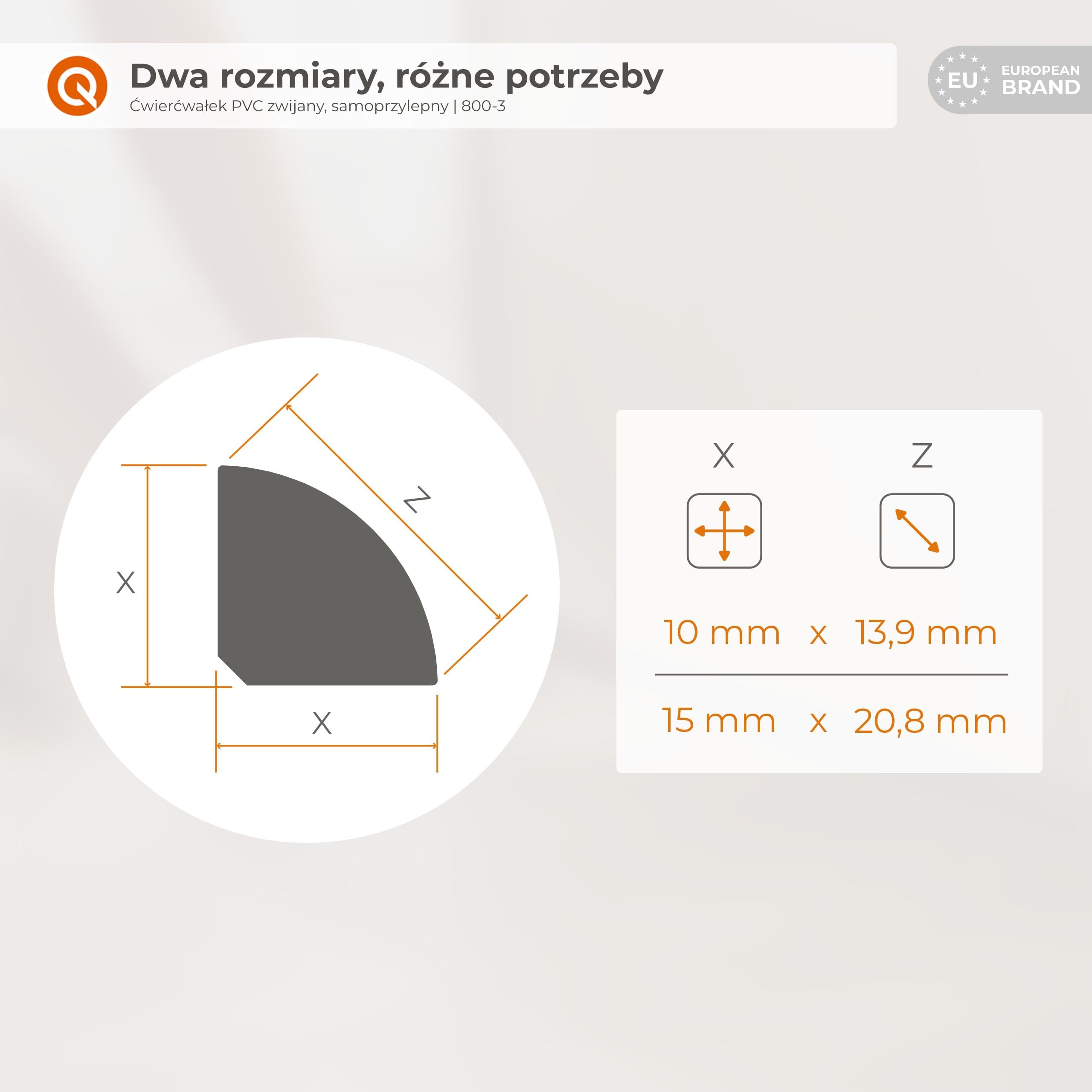Quest ćwierćpręt PVC zwijany 10x10 mm samoprzylepny – czarny, 3 m | Miękka listwa dekoracyjna w rolce, maskuje styki ścian, blatów i mebli, odporna na UV, łatwa do przycięcia nożem