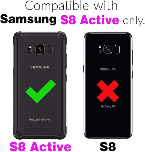 Miniatura 2 de Asuwish Compatible con Samsung Galaxy S8 Active Wallet Case y protector de pantalla de vidrio templado con tapa para tarjetero, soporte para