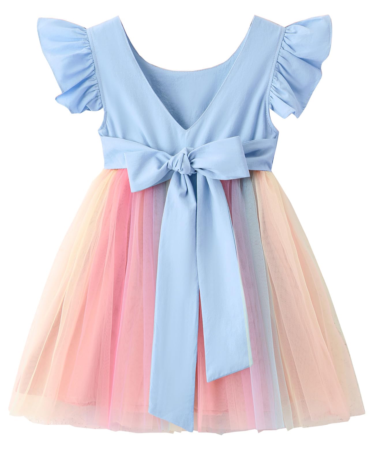 LYXIOF Toddler Baby Girl Tutu Tulle Dress Cotton Linen Ruffle Back Bowknot Princess Party Dresses