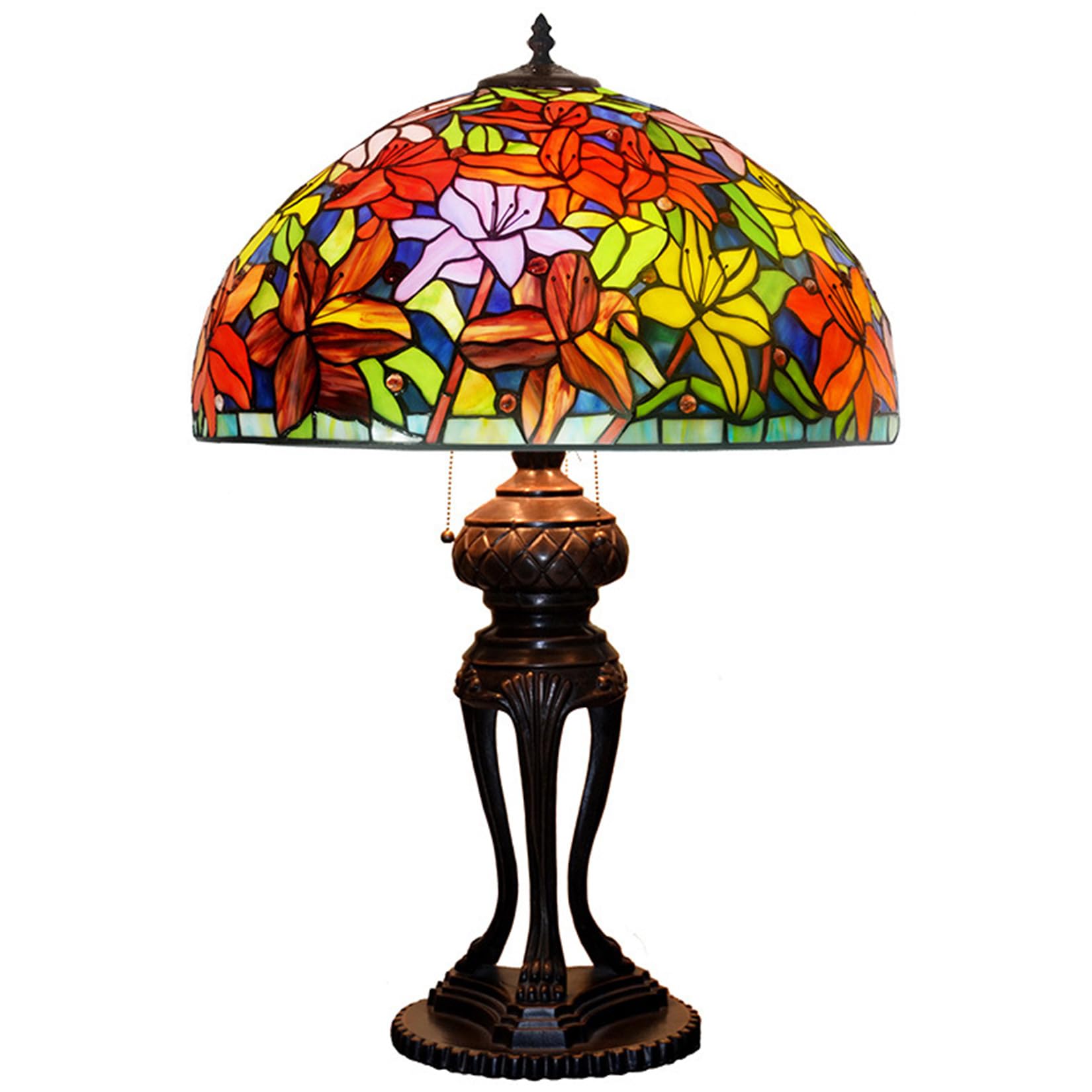 Lampada da tavolo in vetro colorato con rose, libellule, tulipani, glicini, uva, gigli, mele, loto, ideale per scrivania, lettura, camera da letto, comodino, studio, complemento d'arredo per ragazze | 1904591031