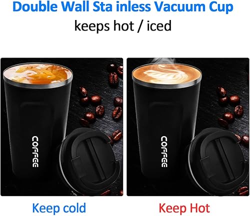 Miniatura 3 de MOMSIV Taza de viaje de 17 onzas, taza de café aislada con tapa a prueba de fugas, vaso reutilizable de doble pared de acero inoxidable al vacío