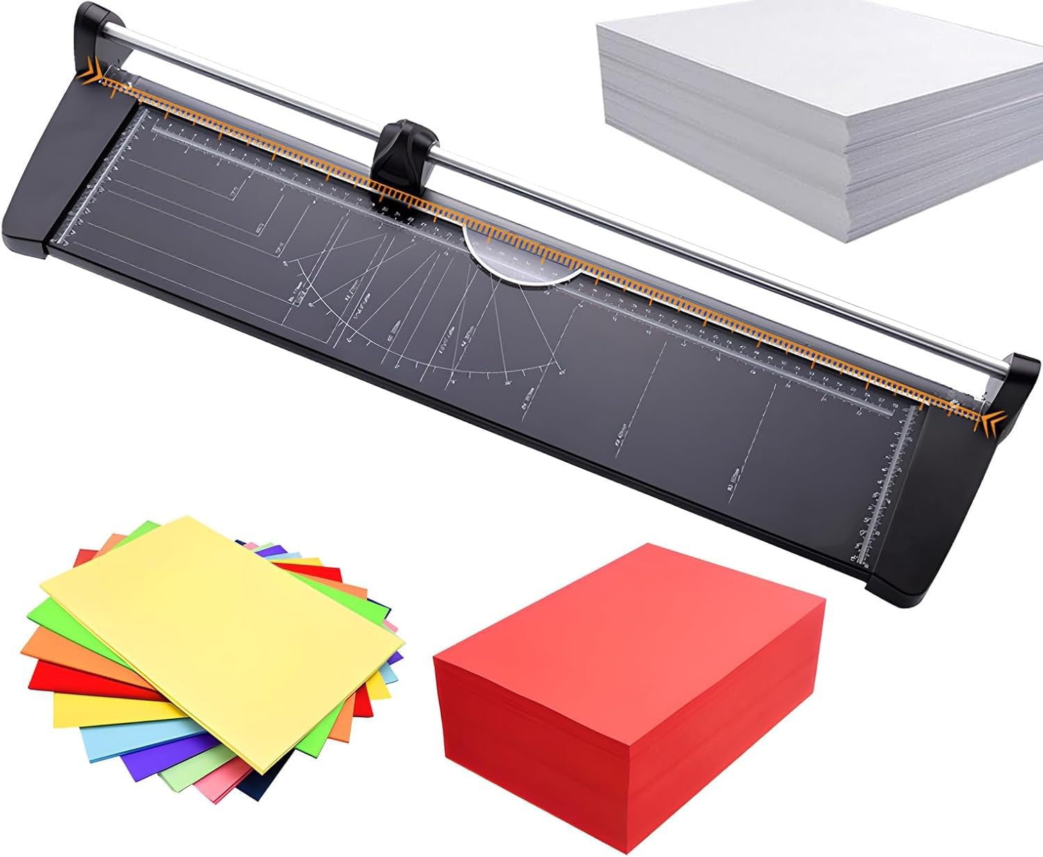 Taglierina rotativa da 60 cm, per carta, cartoncino, foto, taglio preciso a ghigliottina, capacità 10 fogli, forniture per ufficio e scuola