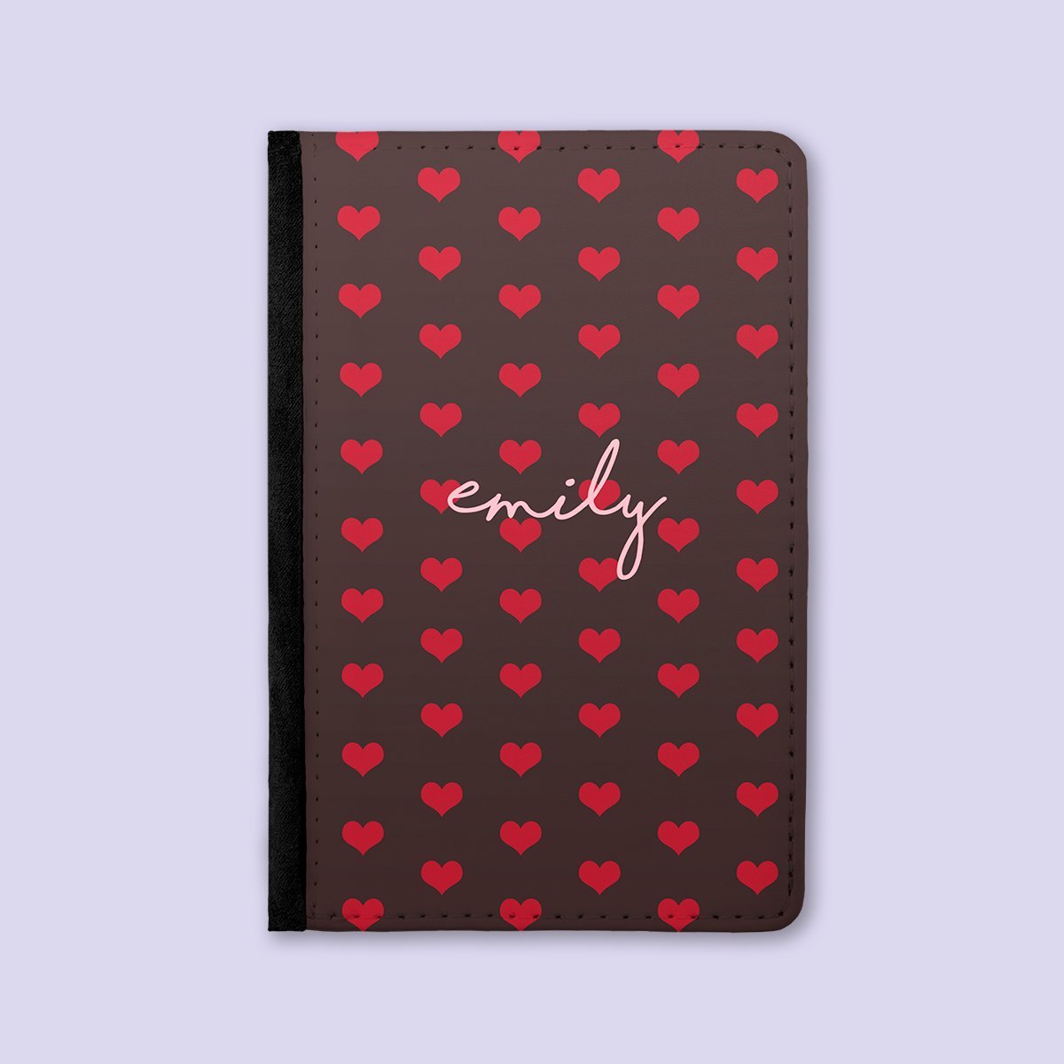 Personalized Passport Cover - Crimson Polka Heart - Customized Passport Holder - PC012