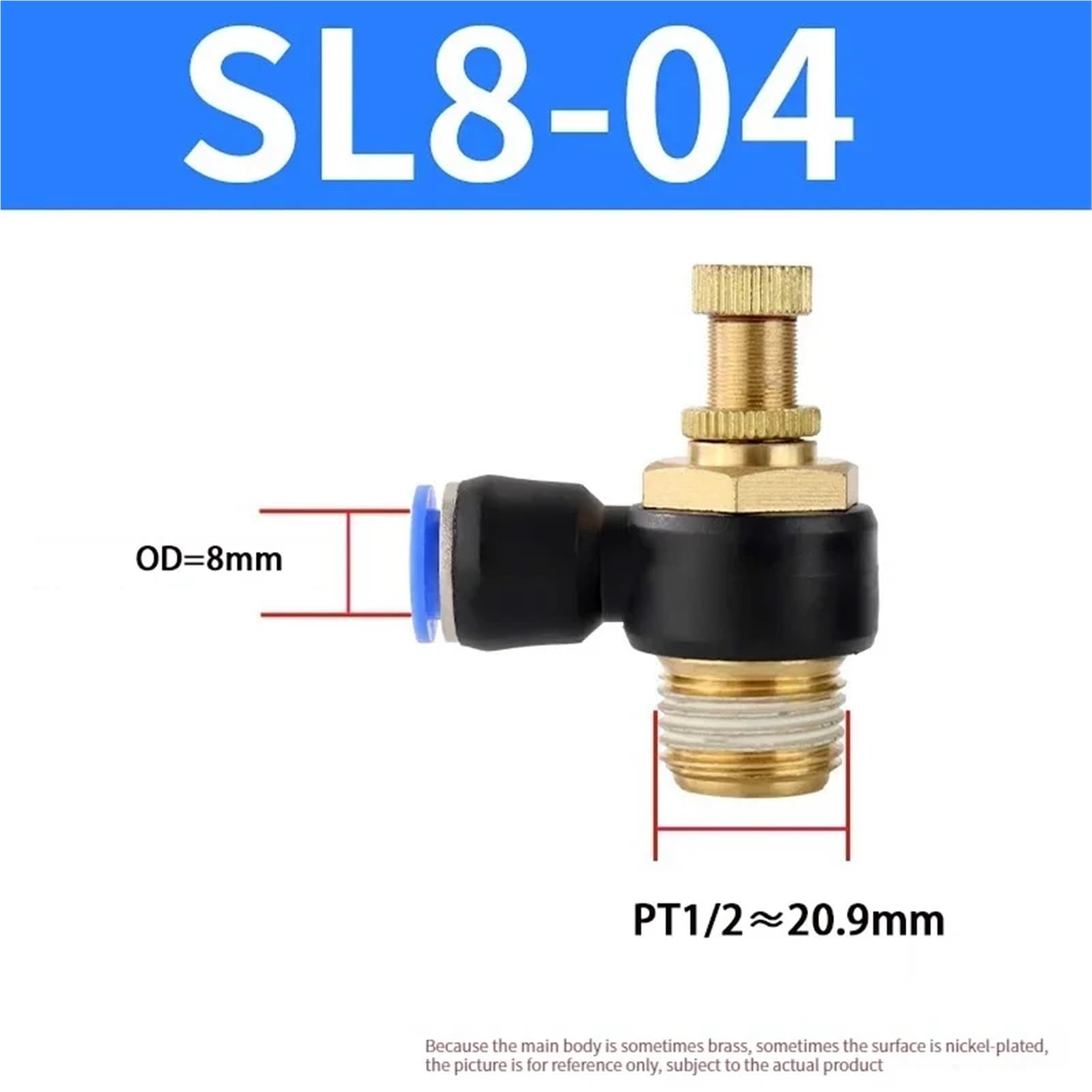 5/10 raccordi rapidi raccordi pneumatici M5 valvola a farfalla tubo flessibile regolabile (SL8-04, 10 pezzi)