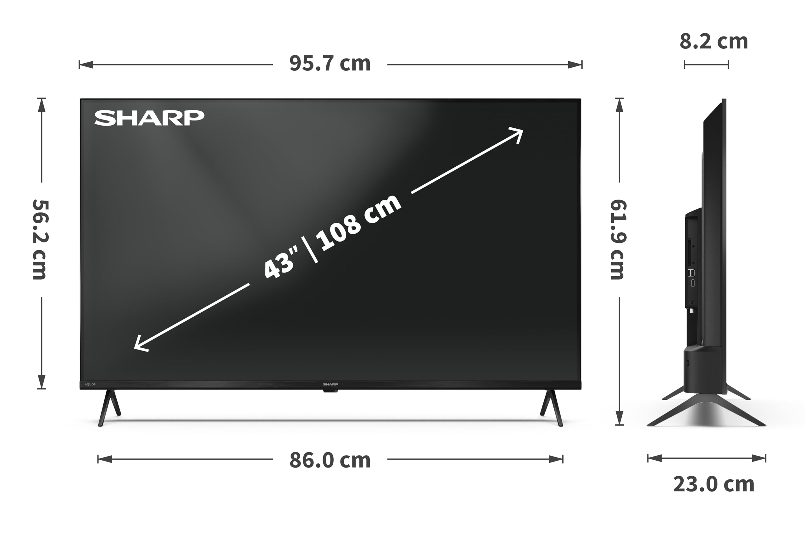 Sharp 43HL4365E - GOOGLE TV, 43" UHD, FRAMELESS, 60Hz, HDR10, Dolby Vision HDR, Google Assistant con microfono, Chromecast, Bluetooth, DOLBY Atmos 2x10W, HDMI 2.1 x4, USBx2, Colore nero