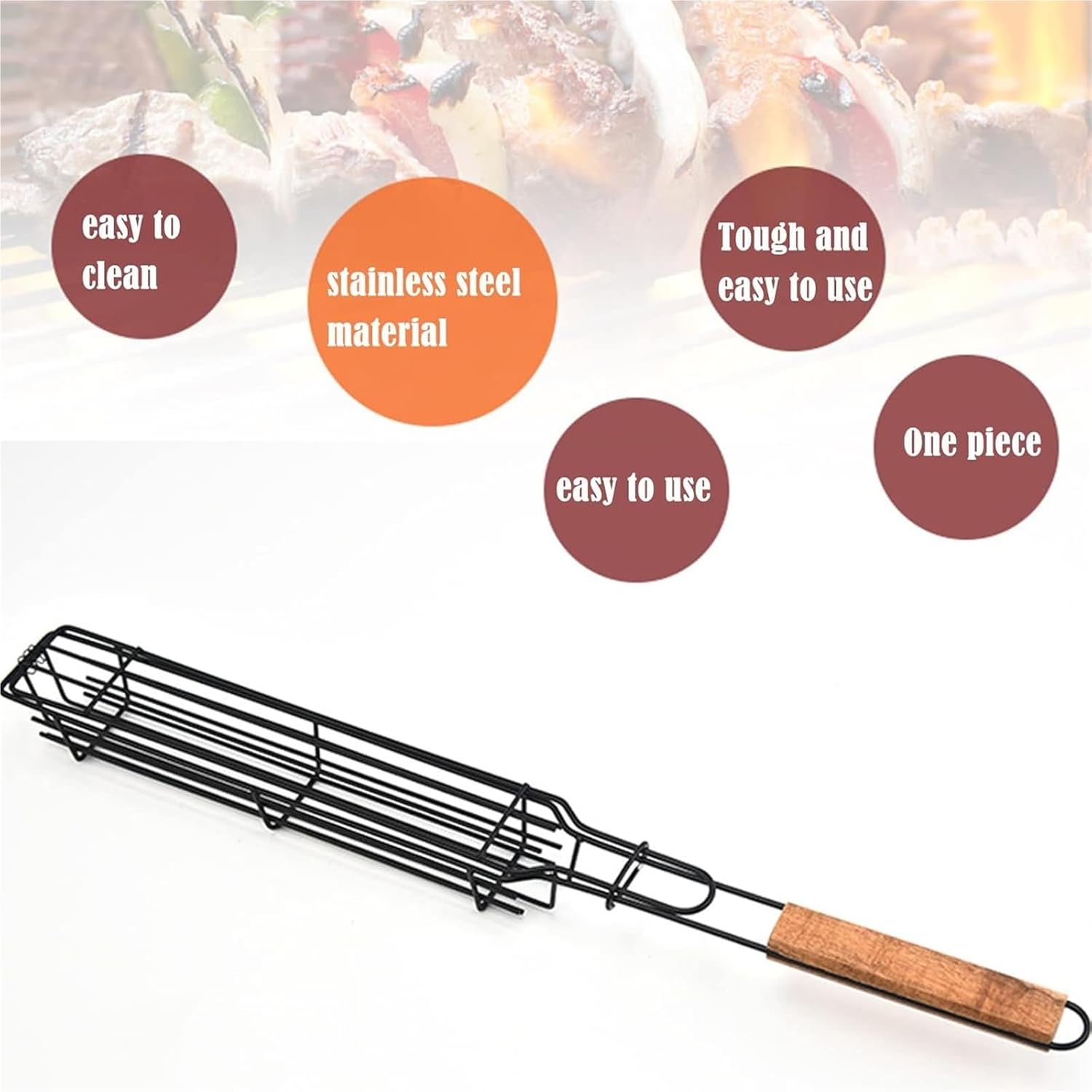 Grill Baskets， For Outdoor Grill Utensils Rustproof Stainless Steel BBQ Grilling Basket