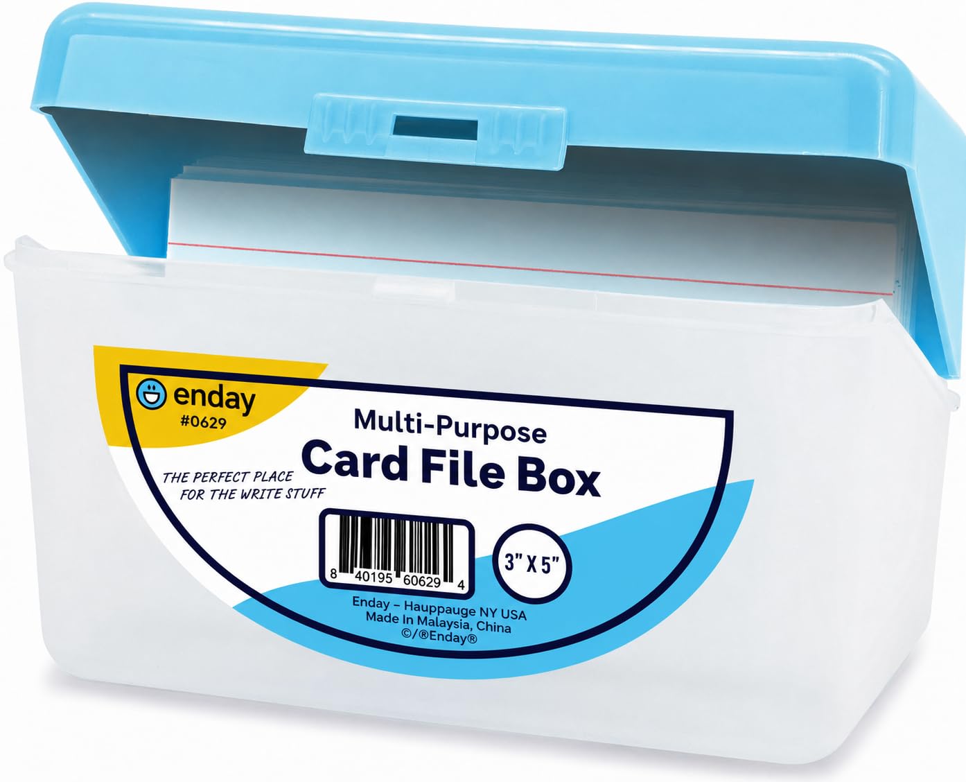 Enday Index Card Holder Blue, 3x5 Note Flash Card Organizer Case, Index Card File w/ flip top, Notecard Recipe, Holder, Holds 250 Cards, Also Available in Purple, Red, Green, Grey, Pink (1 PC) - By โ image 1