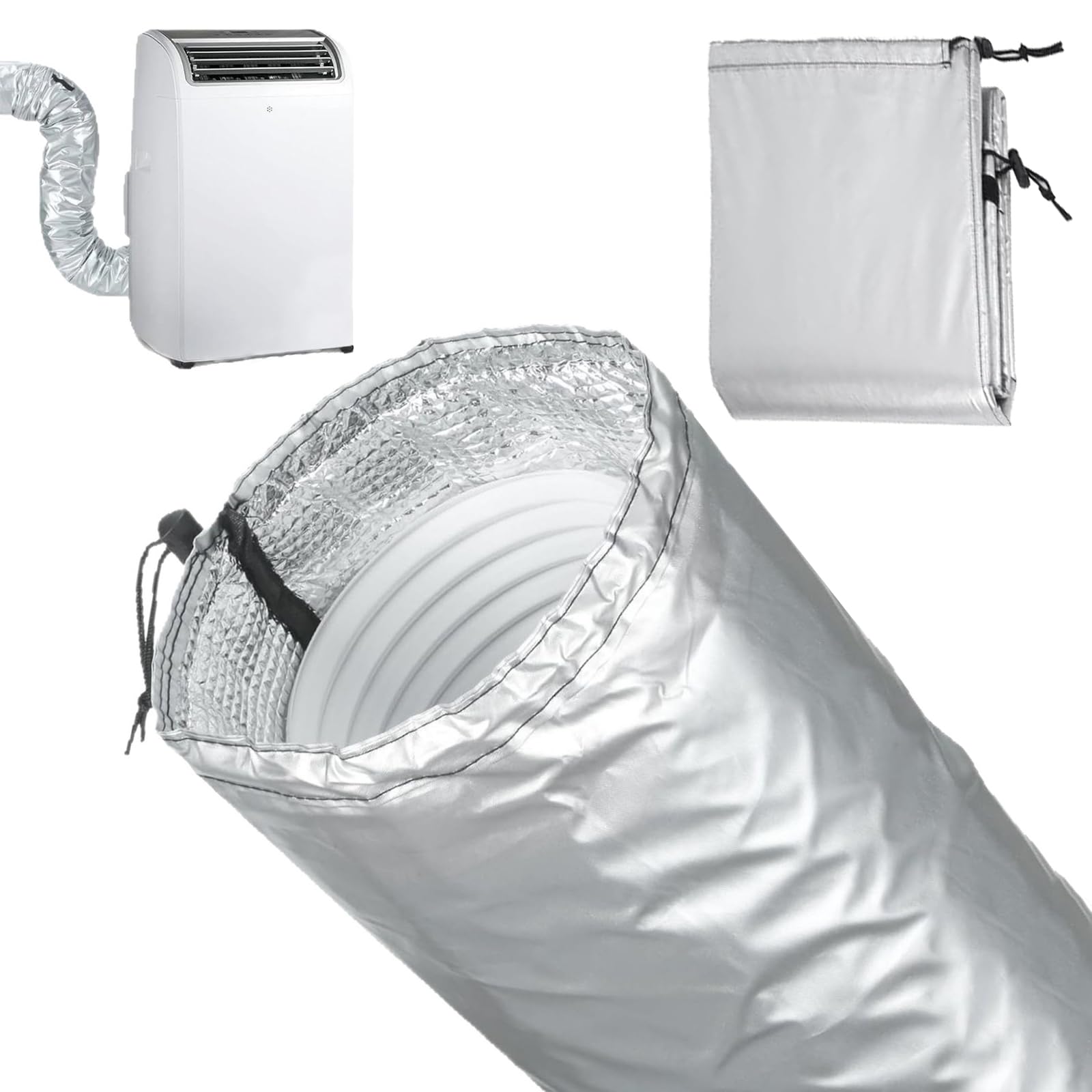 Housse De Protection Pour Tuyau De Climatisation, Revêtement de Tuyauterie Antibruit, Insonorisant et Thermo-isolant, Économe en Énergie, Étanche à La Poussière, Longueur Réglable, Sangle Élastique